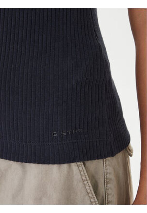 G-Star RAW - G-Star Raw Top D28735-D107 Granatowy Slim Fit. Kolor: niebieski. Materiał: bawełna