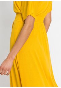 Długa sukienka z dżerseju bonprix żółty szafranowy. Kolor: żółty. Materiał: jersey. Długość: maxi #4