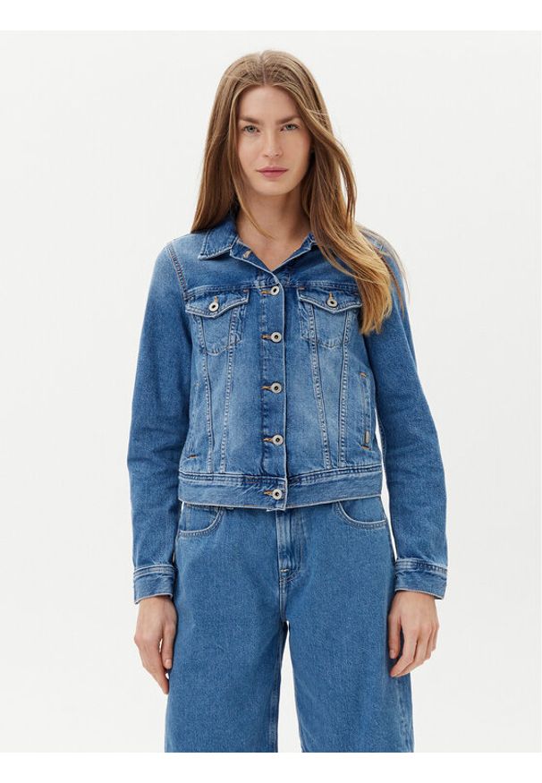 Pepe Jeans Kurtka jeansowa PL402430 Niebieski Slim Fit. Kolor: niebieski. Materiał: bawełna