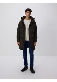 Reserved - Długa puchowa kurtka z dodatkiem Sorony - zielony. Kolor: zielony. Materiał: puch. Długość: długie #1