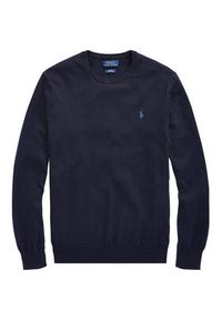 Polo Ralph Lauren Sweter Ls Sf Cn Pp 710684957001 Granatowy Slim Fit. Typ kołnierza: polo. Kolor: niebieski. Materiał: bawełna