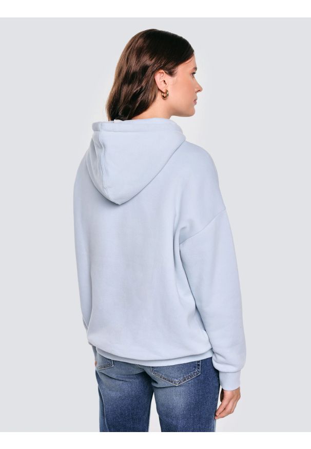 Big-Star - Bluza damska z kapturem błękitna Raisala 400. Okazja: na spacer, na co dzień. Typ kołnierza: kaptur. Kolor: niebieski. Materiał: dzianina, jeans. Wzór: haft. Styl: casual