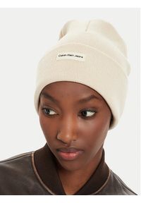 Calvin Klein Czapka Inst Patch Beanie K60K612322 Beżowy. Kolor: beżowy. Materiał: materiał, bawełna