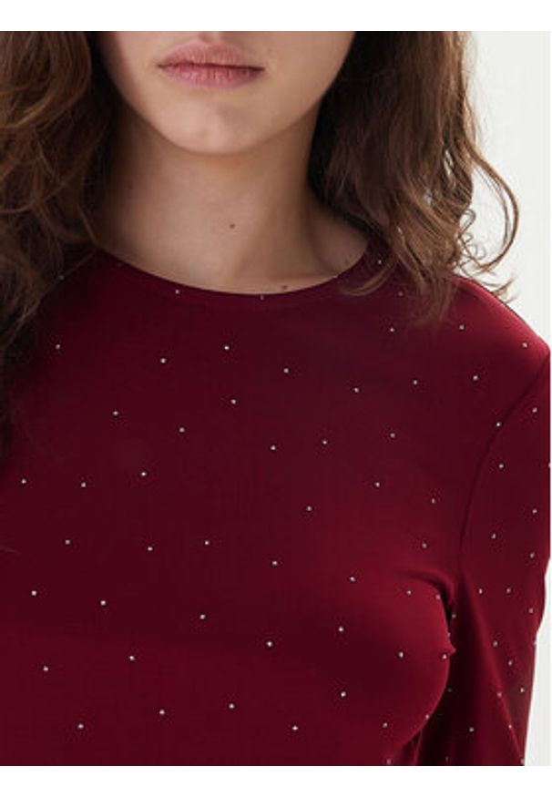 only - ONLY Bluzka Zita 15358986 Bordowy Regular Fit. Kolor: czerwony. Materiał: syntetyk