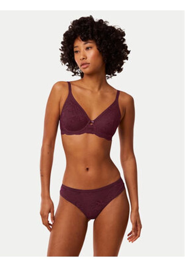 Triumph Biustonosz z fiszbiną Amourette Charm 10214458 Bordowy. Kolor: czerwony. Materiał: syntetyk