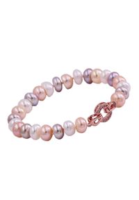 Braccatta - APRIL bransoletka z różowych pereł pozłacana. Materiał: pozłacane. Kolor: różowy. Wzór: aplikacja, kolorowy. Kamień szlachetny: perła