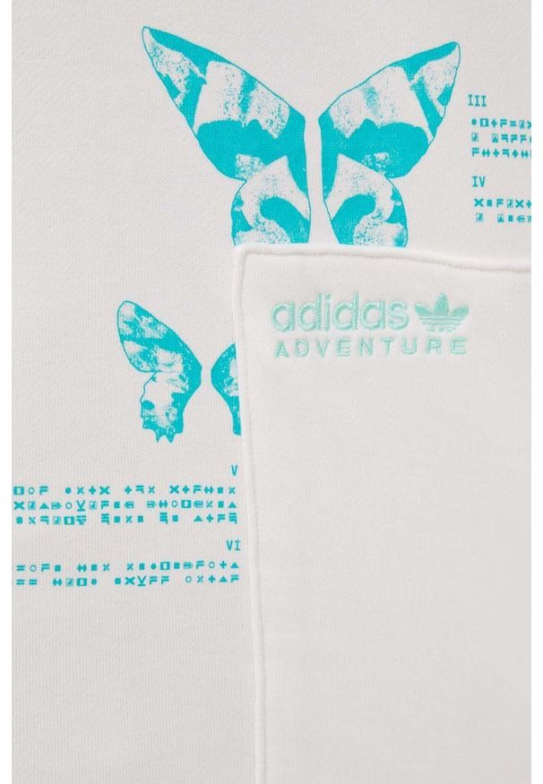 adidas Originals bluza bawełniana HF4793 męska kolor biały z kapturem z nadrukiem. Typ kołnierza: kaptur. Kolor: biały. Materiał: bawełna. Wzór: nadruk