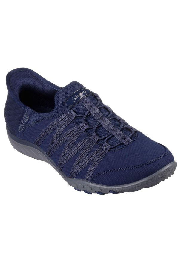 skechers - Damskie BREATHE-EASY ROLL-WITH-ME Slip-On Granatowy. Zapięcie: bez zapięcia. Kolor: niebieski. Materiał: guma, poliester, materiał. Szerokość cholewki: normalna