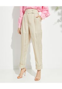 MARIANNA SENCHINA - Beżowe spodnie z wysokim stanem. Stan: podwyższony. Kolor: beżowy. Materiał: materiał. Styl: klasyczny #1