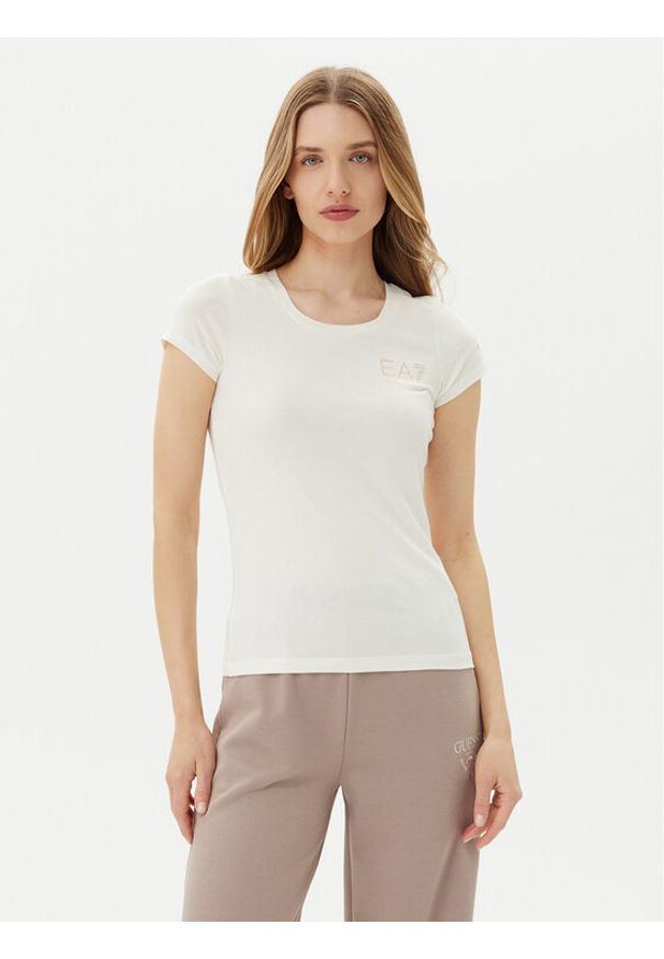 EA7 Emporio Armani T-Shirt 8NTT65 TJDQZ U0005 Biały Regular Fit. Kolor: biały. Materiał: bawełna