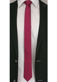 Alties - Bordowy Elegancki Krawat (Śledź) Męski -ALTIES- 5 cm, Wąski, w Paski, Jednokolorowy. Kolor: czerwony. Materiał: tkanina. Wzór: prążki, paski. Styl: elegancki #2