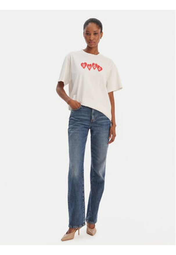 Hugo - HUGO T-Shirt Vintage 50561164 Beżowy Relaxed Fit. Kolor: beżowy. Materiał: bawełna. Styl: vintage