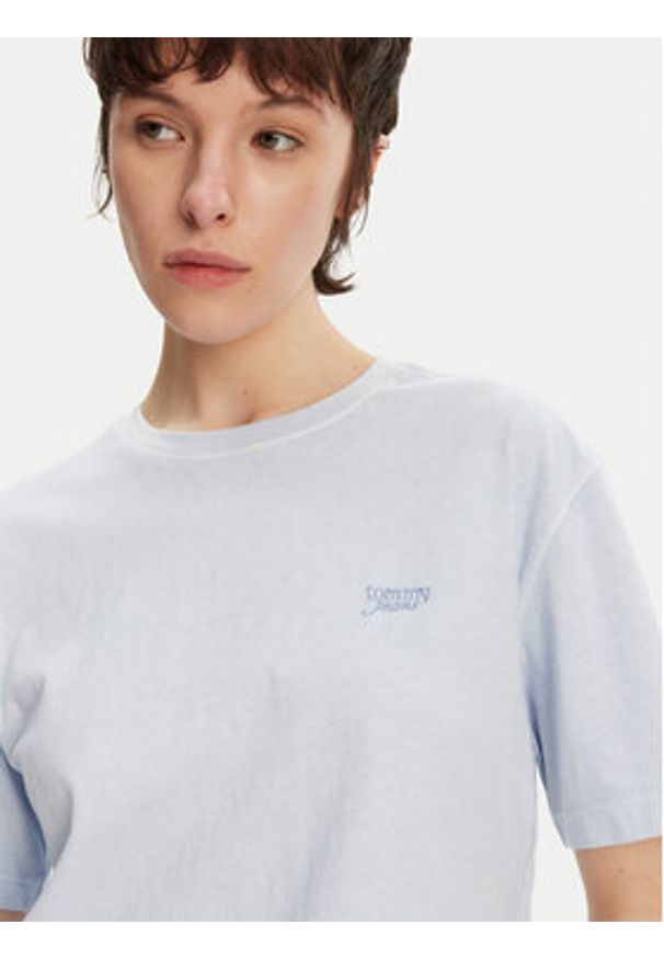 Tommy Jeans T-Shirt DW0DW20324 Błękitny Relaxed Fit. Kolor: niebieski. Materiał: bawełna