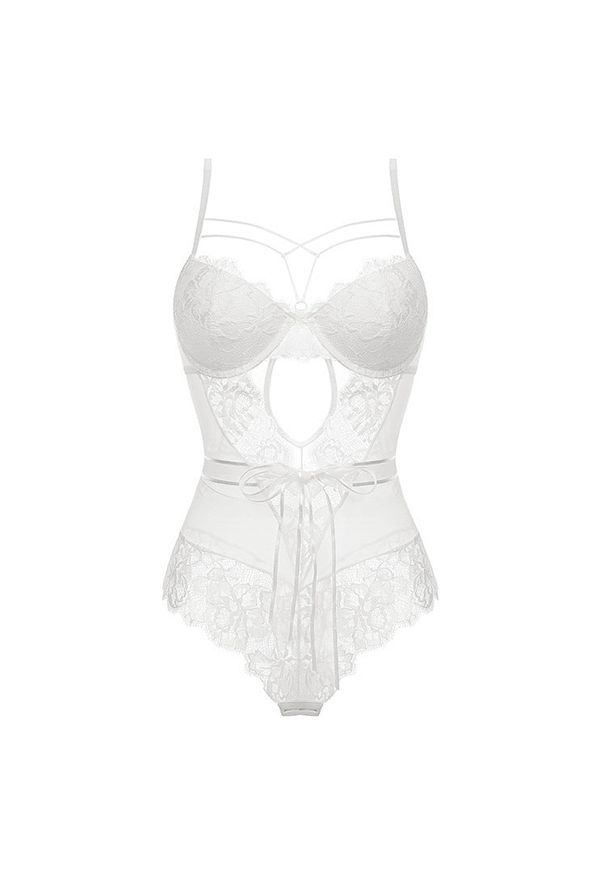 Intica - Body koronkowe z ozdobnymi detalami na romantyczne wieczory Kitt. Kolor: biały. Materiał: koronka. Wzór: paski, koronka