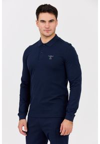 Aeronautica Militare - AERONAUTICA MILITARE Granatowy męski longsleeve polo. Typ kołnierza: polo. Kolor: niebieski. Materiał: bawełna. Długość rękawa: długi rękaw. Długość: długie