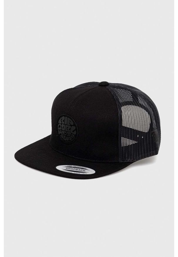 Rip Curl czapka z daszkiem kolor czarny z aplikacją. Kolor: czarny. Wzór: aplikacja