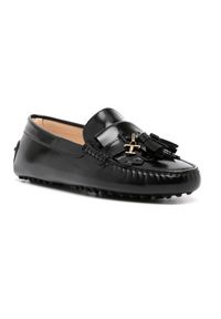 TOD'S - Czarne loafery Gommino. Nosek buta: okrągły. Kolor: czarny. Materiał: lakier. Wzór: aplikacja #5