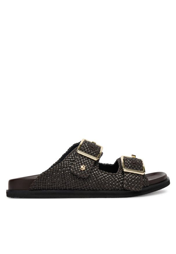 BOSS Klapki Freyah 50563359 Brązowy. Kolor: brązowy. Materiał: materiał