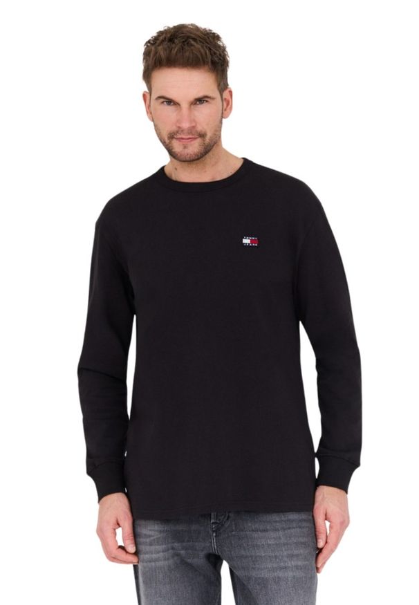 Tommy Jeans - TOMMY JEANS Czarny longsleeve. Kolor: czarny. Długość rękawa: długi rękaw