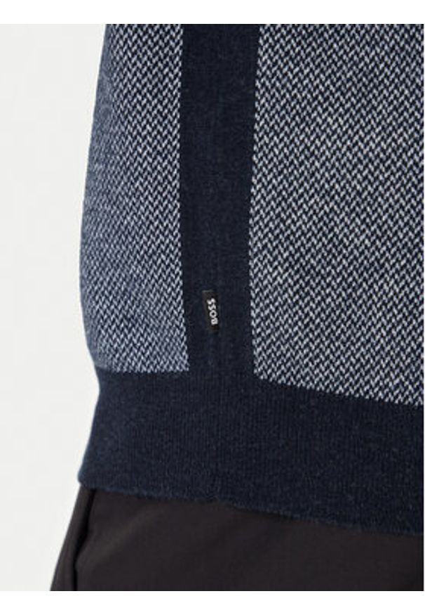 BOSS Sweter H-Hettore 50549976 Granatowy Regular Fit. Kolor: niebieski. Materiał: wełna