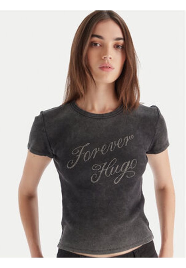 Hugo - HUGO T-Shirt Dever 50546936 Czarny Slim Fit. Kolor: czarny. Materiał: bawełna