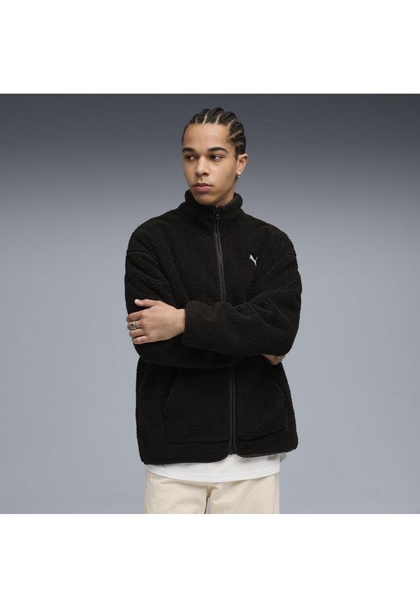 Puma - Męska rozpinana bluza typu sherpa Essentials Elevated na zimę o luźnym kroju. Kolor: czarny. Sezon: zima. Sport: bieganie