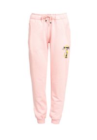 Trussardi Jeans - Trussardi Sport Spodnie | 44P00010 1T000657 | Kobieta | Różowy. Kolor: różowy. Materiał: bawełna. Wzór: nadruk. Styl: sportowy #5