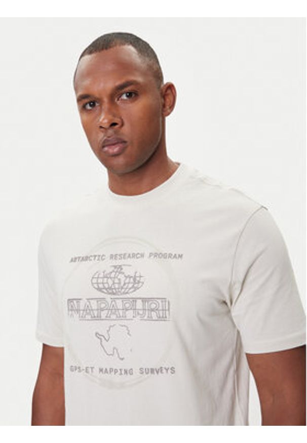 Napapijri T-Shirt S-Bald NP0A88SF Beżowy Regular Fit. Kolor: beżowy. Materiał: bawełna