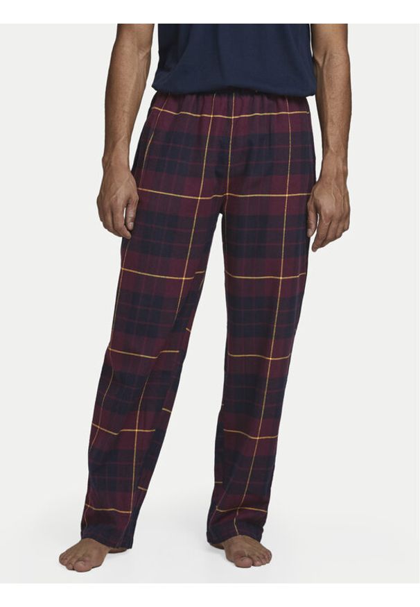 Jack & Jones - Jack&Jones Spodnie piżamowe Crimon 12182711 Bordowy Regular Fit. Kolor: czerwony. Materiał: bawełna