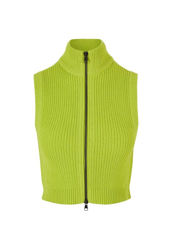 Damska krótka dzianinowa kurtka bez rękawów Urban Classics. Kolor: żółty. Materiał: dzianina. Długość rękawa: bez rękawów. Długość: krótkie