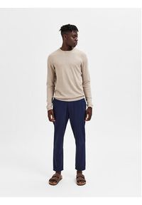 Selected Homme Chinosy 16087636 Granatowy Slim Tapered Fit. Kolor: niebieski. Materiał: bawełna, len #3