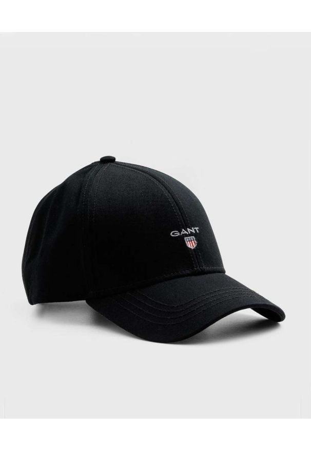 GANT - Czarna czapka z daszkiem. Kolor: czarny. Materiał: bawełna. Styl: sportowy