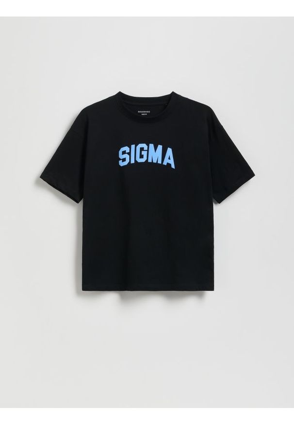 Reserved - T-shirt z nadrukiem - czarny. Kolor: czarny. Materiał: bawełna, dzianina. Wzór: nadruk