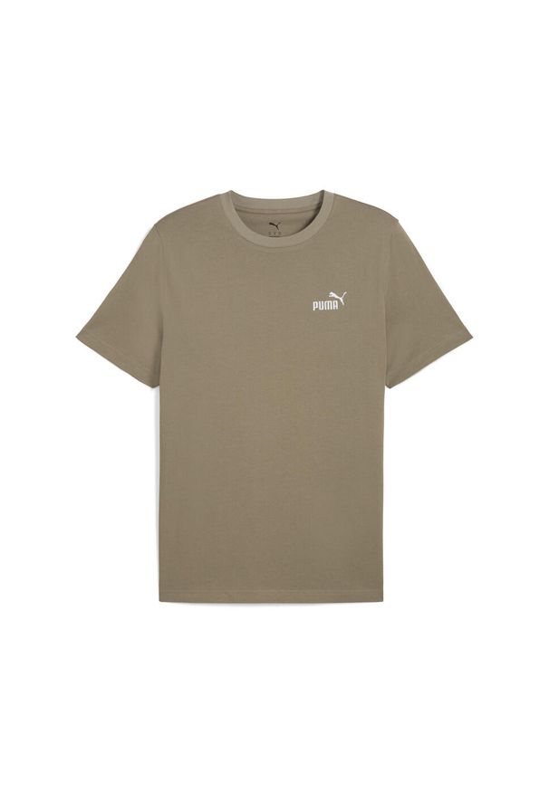 Puma - Męska koszulka Essentials z małym logo No. 1 PUMA Velvet Moss Brown. Kolor: brązowy. Wzór: haft