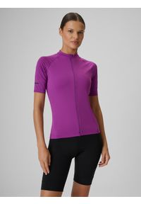 4f - 4F Koszulka kolarska damska - fioletowa L. Kolor: fioletowy. Materiał: skóra, materiał, włókno, tkanina. Długość rękawa: raglanowy rękaw. Długość: długie. Sport: kolarstwo #1