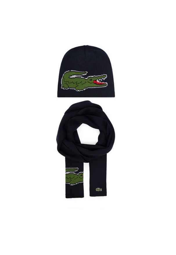 Lacoste Zestaw Szalik i Czapka RB1515-00 Granatowy. Kolor: niebieski. Materiał: wełna
