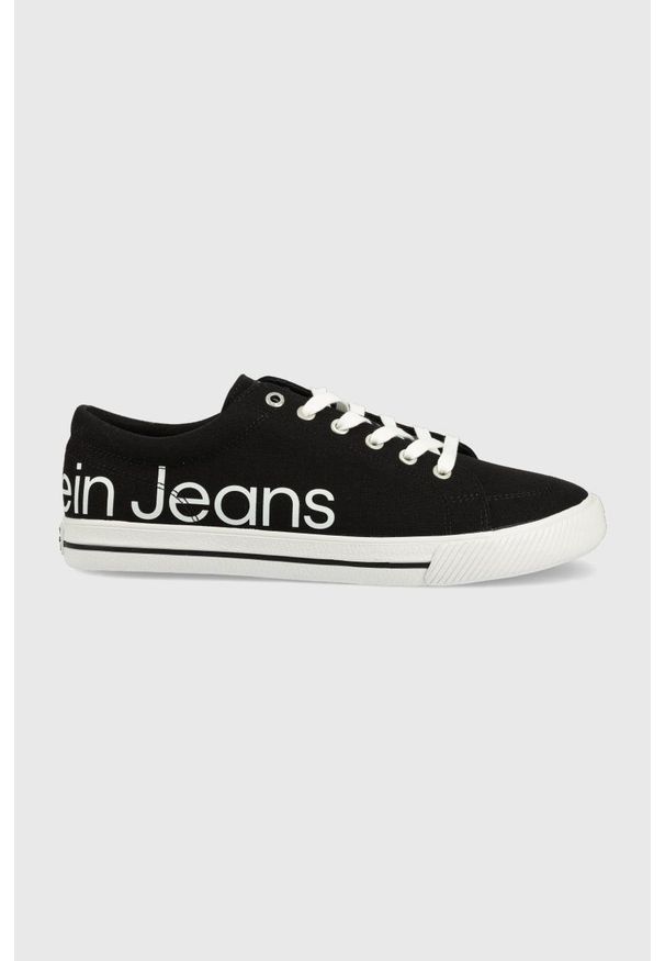 Calvin Klein Jeans tenisówki YM0YM00307.BDS męskie kolor czarny. Nosek buta: okrągły. Zapięcie: sznurówki. Kolor: czarny. Materiał: materiał, guma