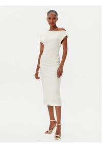 BOSS Sukienka koktajlowa Etrimi2 50540871 Écru Slim Fit. Materiał: wiskoza. Styl: wizytowy #5