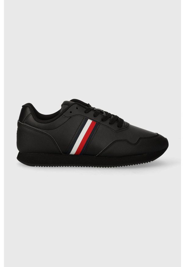 TOMMY HILFIGER - Tommy Hilfiger sneakersy CORE LO RUNNER PU LTH kolor czarny FM0FM04834. Nosek buta: okrągły. Kolor: czarny. Materiał: guma