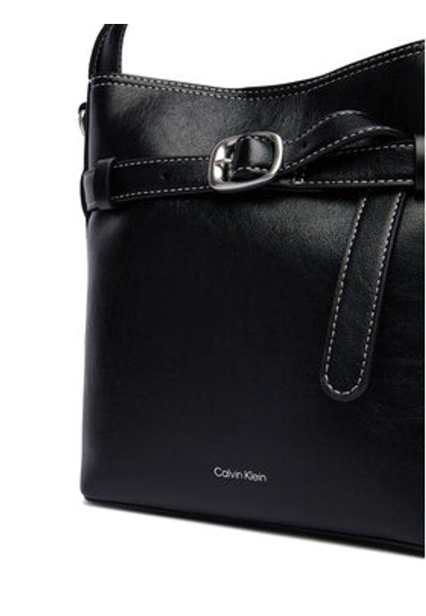 Calvin Klein Torebka Buckle Mini Bucket Crossbody LV04F3550G Czarny. Kolor: czarny. Materiał: skórzane