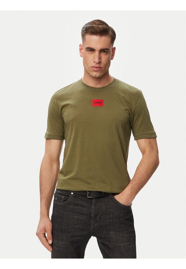 Hugo - HUGO T-Shirt Diragolino212 50447978 Zielony Regular Fit. Kolor: zielony. Materiał: bawełna