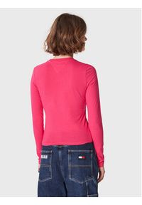 Tommy Jeans Bluzka Essential Logo DW0DW14900 Różowy Slim Fit. Kolor: różowy. Materiał: bawełna #5