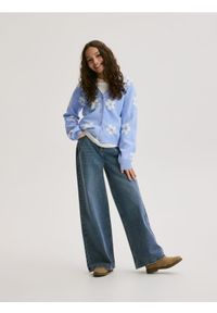 Reserved - Wzorzysty kardigan z wiskozą - jasnoniebieski. Kolor: niebieski. Materiał: wiskoza #1