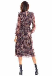 Awama - Wyjątkowa sukienka midi z włoskiego szyfonu z printem. Materiał: szyfon. Wzór: nadruk. Długość: midi #3
