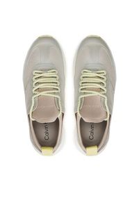 Calvin Klein Sneakersy Runner Lace Up Caging HW0HW01900 Beżowy. Kolor: beżowy. Materiał: mesh, materiał