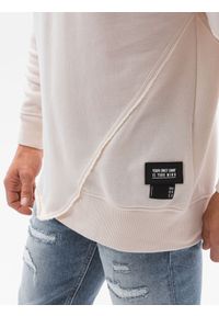 Ombre Clothing - Bluza męska hoodie z przeszyciami - kremowa V1 B1187 - XXL. Kolor: biały. Materiał: bawełna, dzianina, poliester #6