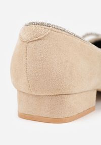 Born2be - Beżowe Balerinki na Płaskiej Podeszwie z Kokardą i Cyrkoniami Evalyra. Okazja: na co dzień. Kolor: beżowy. Wzór: aplikacja. Obcas: na płaskiej podeszwie. Styl: casual, wizytowy. Wysokość obcasa: niski #2