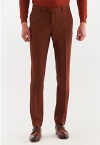 Pako Lorente - Rude gładkie spodnie garniturowe P22WP-6G-028-A-S. Kolor: brązowy. Materiał: wełna, elastan. Wzór: gładki #2