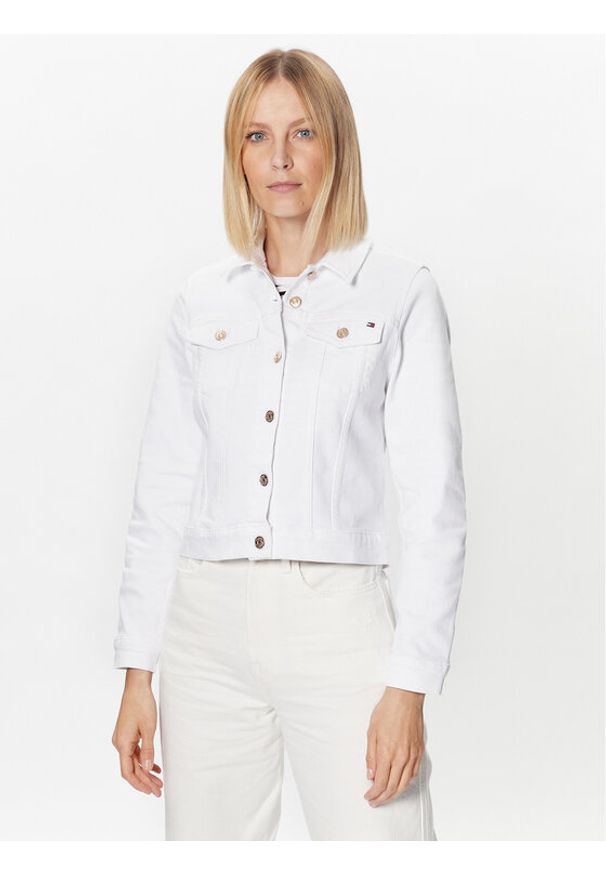 TOMMY HILFIGER - Tommy Hilfiger Kurtka jeansowa WW0WW38108 Biały Slim Fit. Kolor: biały. Materiał: jeans, bawełna