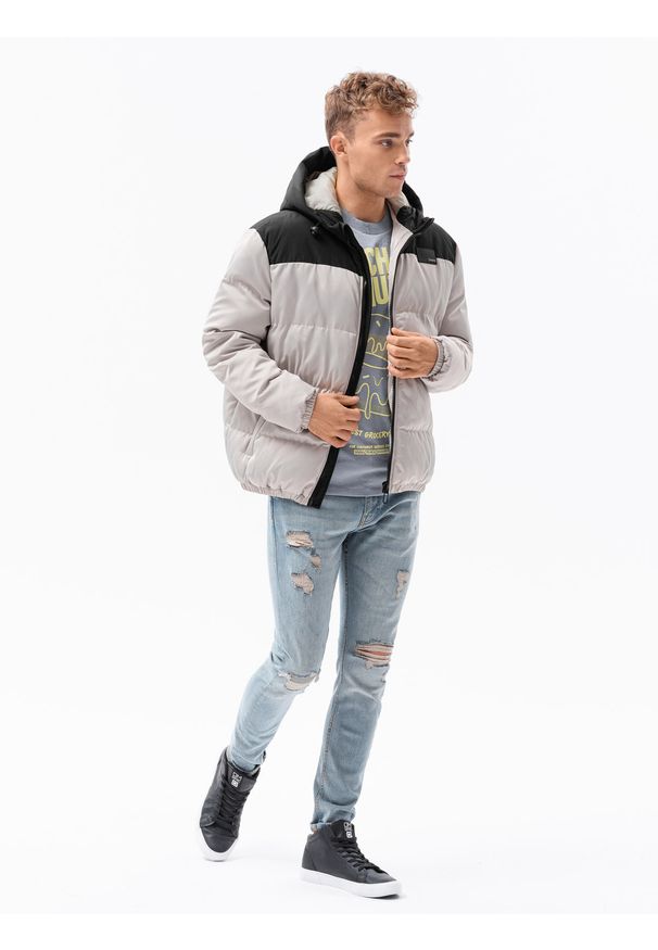 Szara kurtka Ombre Clothing na zimę